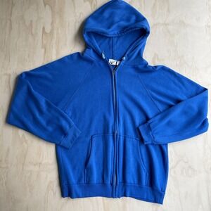 Vintage MacGregor Hoodie Mens Medium Blue Full Zip Fleece Sweatshirt Raglan